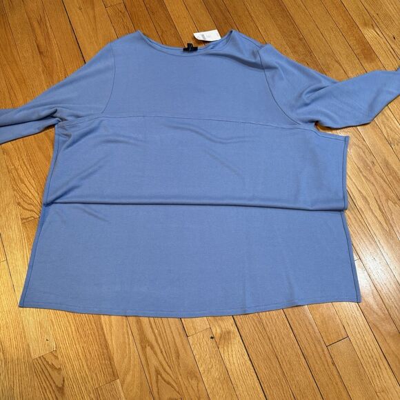 J. Jill Wearever Collection Tunic Blouse Top Plus Size 4X Blue Side Slits NEW - Picture 8 of 12